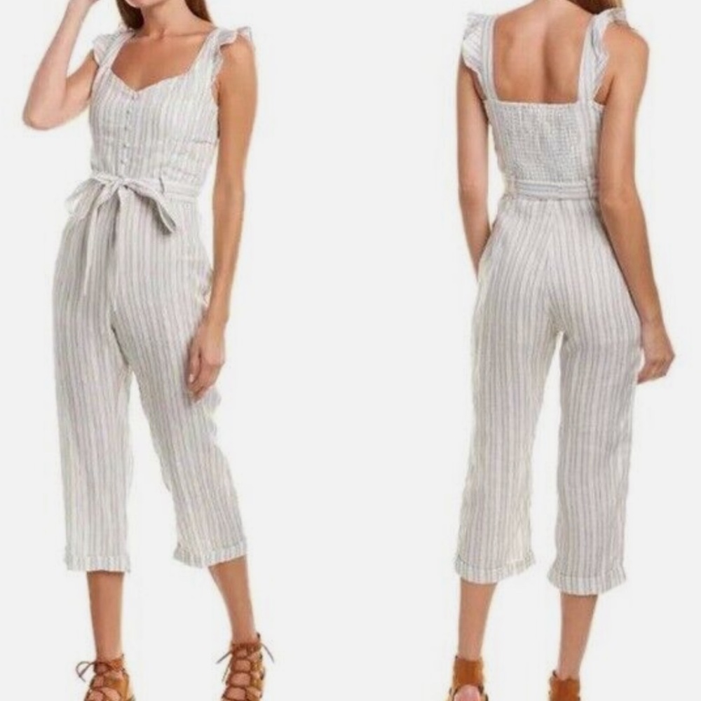 Revolve Ruffle Sleeve Striped Jumpsuit